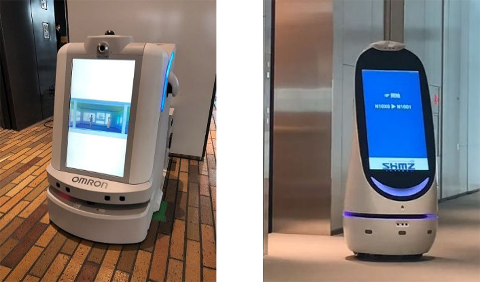 実証運用を開始するロボウィリアムヒル スポーツベウィリアムヒル スポーツベット清掃サービス（左）とロボウィリアムヒル スポーツベウィリアムヒル スポーツベット案内サービス（右）のイメージ