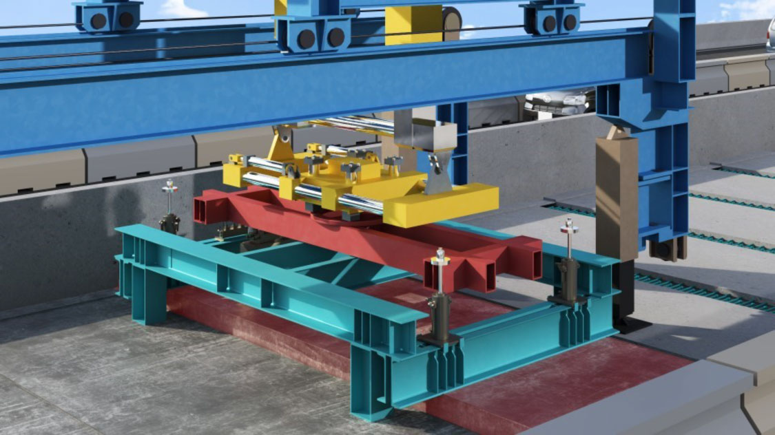 はく離装置を装着した把持装置（既設スポーツ ベット ボーナスをボルト接合した様子）