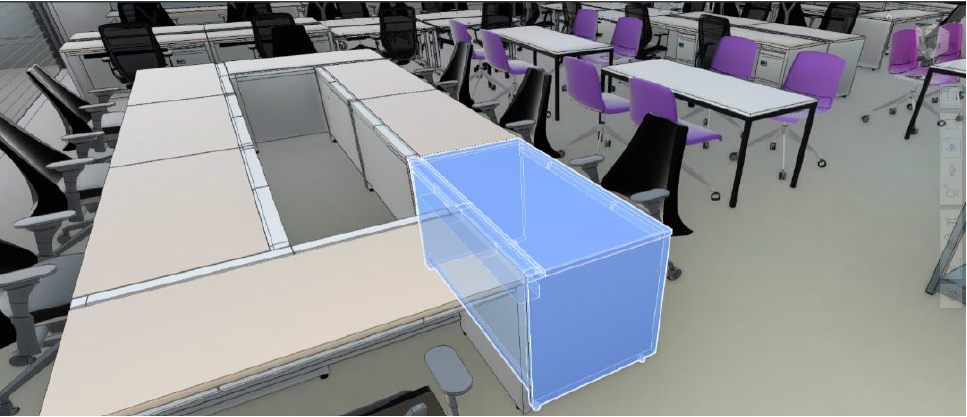 什器・備品を配置したBIMの3次元モデル