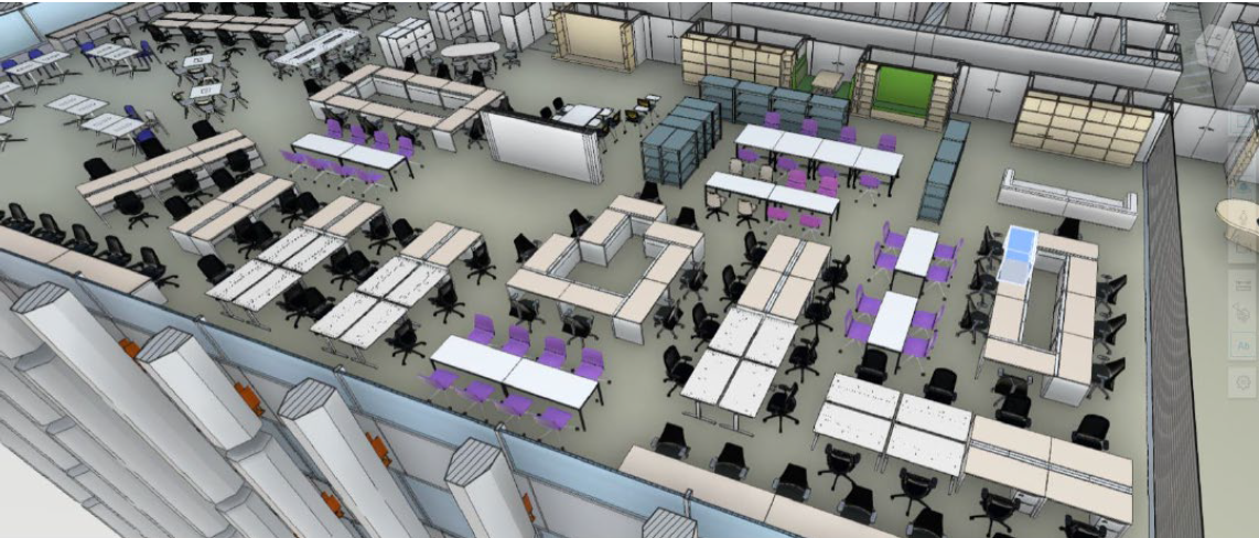 什器・備品を配置したBIMの3次元モデル