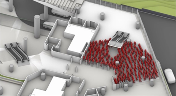 Visualization of crowd size using human models