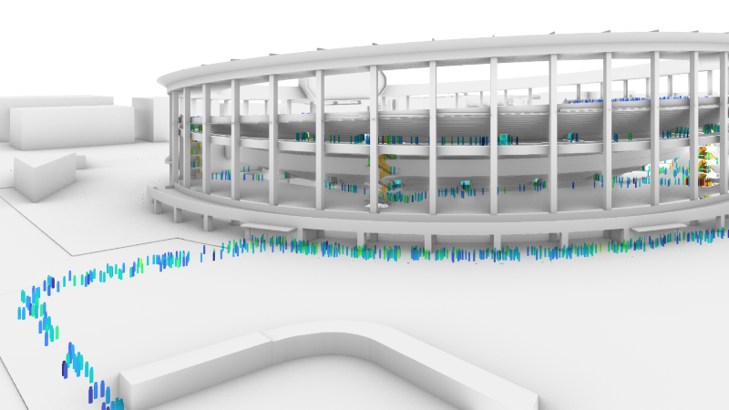移動ルート設定と滞留人数の可視化のイラスト
