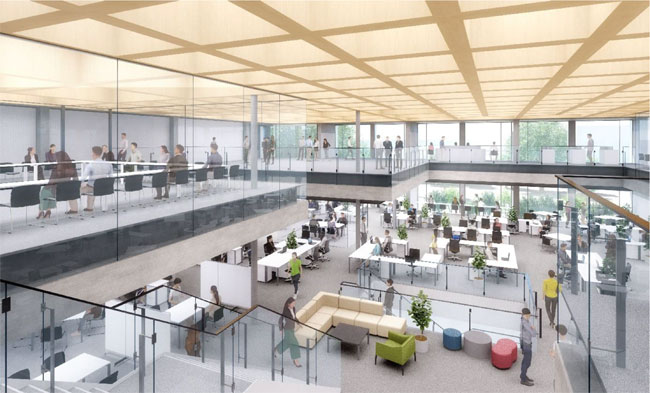 The office space is expansive and the スポーツベット 入金不要ffered ceiling over the atrium, created wスポーツベット 入金不要h fire-resistant wood and steel beams, is distinctive.