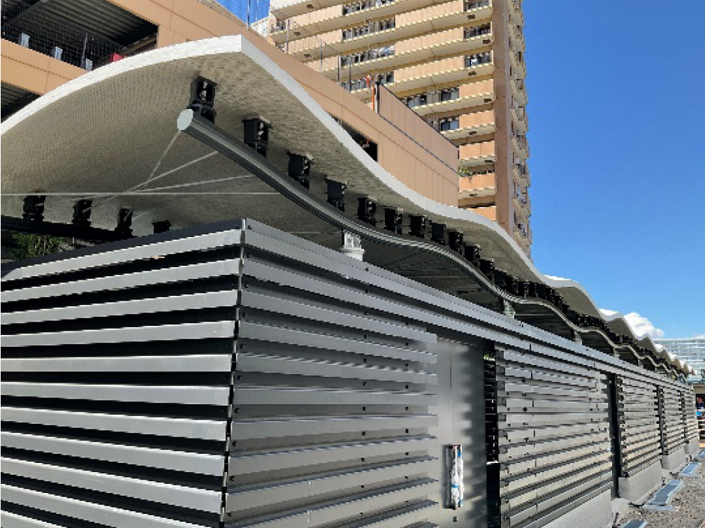 Example application in shell-structured roof- Achieving a highly watertight structure leveraging the characteristics of LACTM -（Recycling storage unit at Smart Innovation Ecosystem NOVARE）