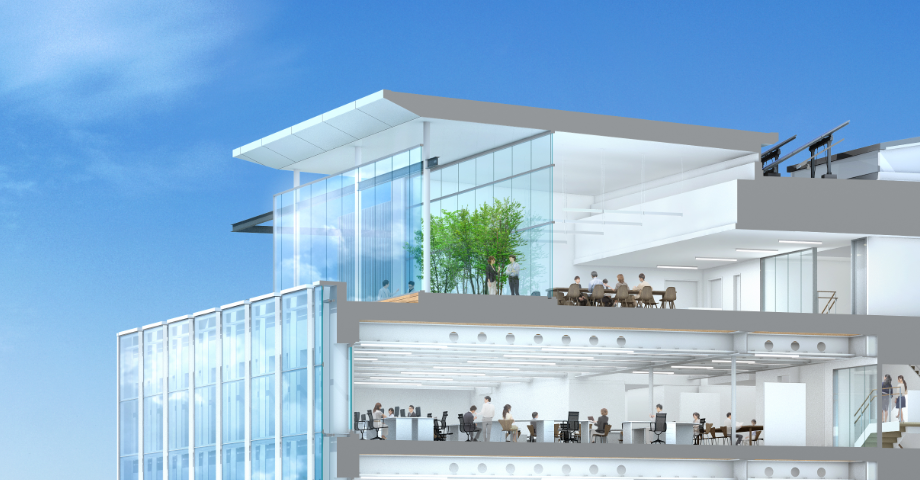 Foreオンライン スポーツ ベット terrace on the 6th floor, where employees can relax.