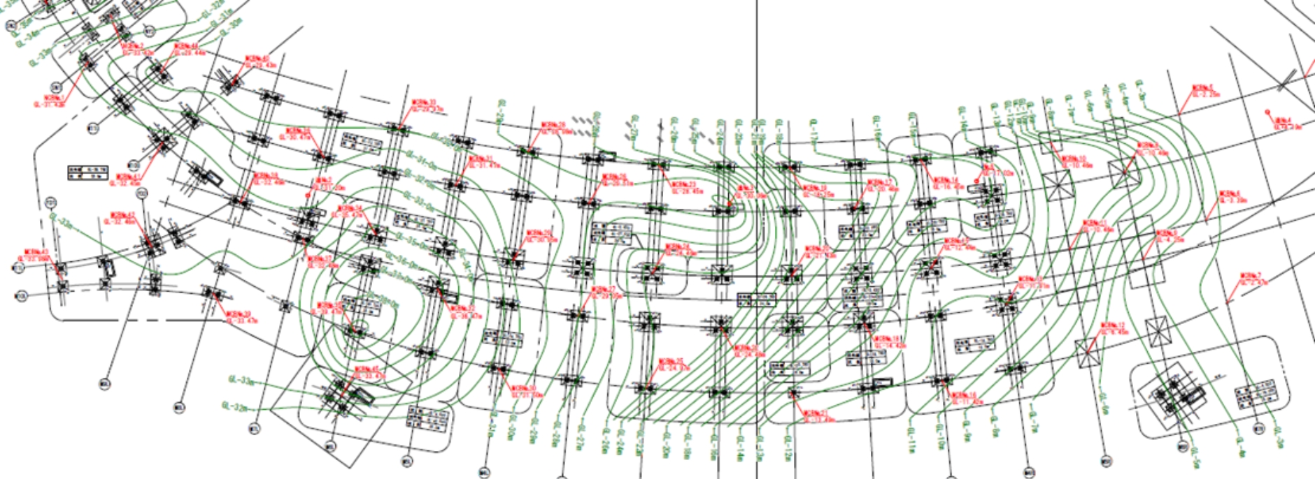 Contour map of construction site