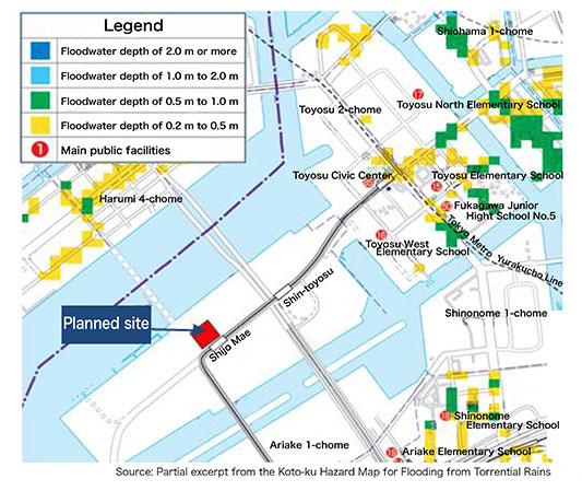 Source: Partial excerpt from the Koto-ku Hazard Map for Flooding from Torrスポーツベット ブックメーカー 口コミtial Rains
