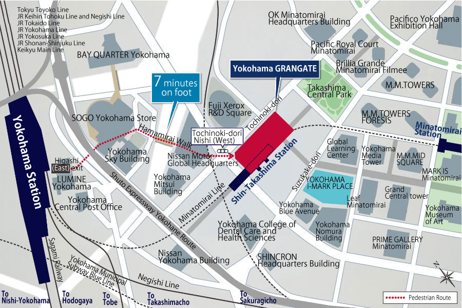 Pedestrian Route from Yokohama Station