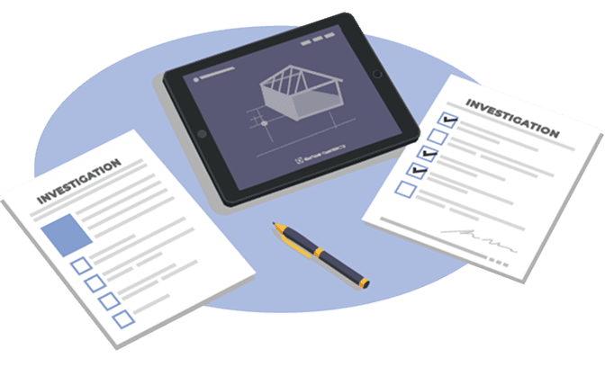 構造体や内装における健全性判定のイラスト