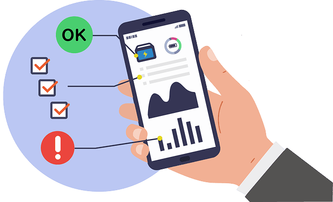 非常用発電機残運転時間や蓄電池残存電力量確認のイラスト