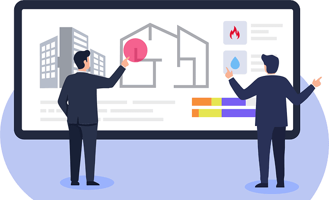 火災、ガス、漏水に対する検知、制御のイラスト