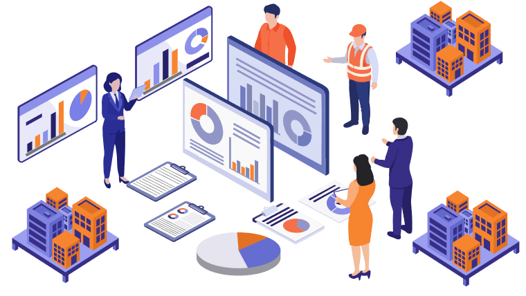 複数建物の効率的な管理のイラスト