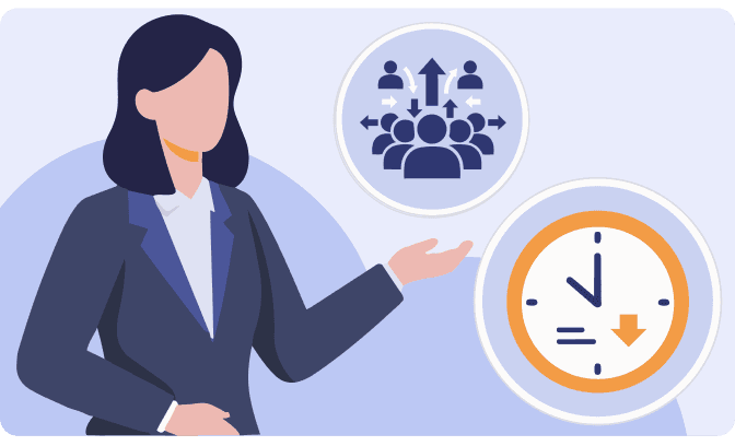 混雑予測、滞在時間削減のイラスト