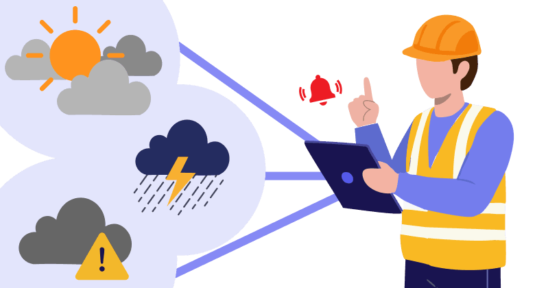 最適な気象情報自動提供のイラスト