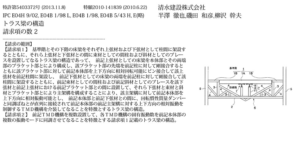 スポーツベット ボーナス16_トラス架構の束材上端部に回転慣性質量ダンパーを設けた上下動制振構造