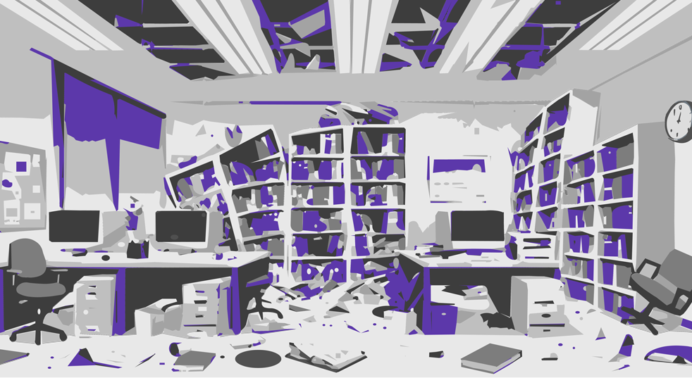 地震後のオフィス被害