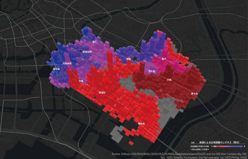 図１.鉄道による広域避難経路の多様性（現状）