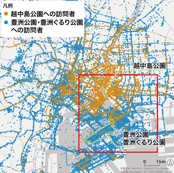 衛星写真からの緑地データ