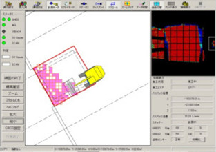 運転席モニタ（バイバック位置情報、締固め管理情報）