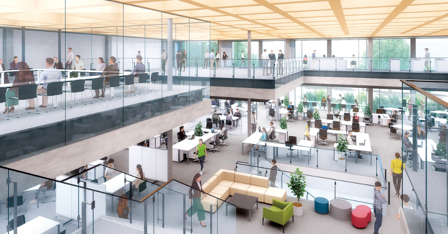 光や自然通風を取り入れたオフィス空間